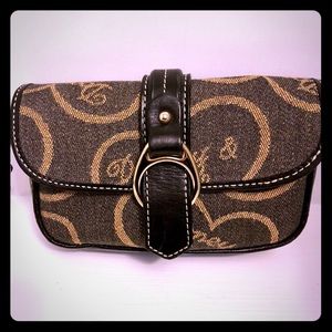 DOONEY & BOURKE Black/Brown Cloth Leather Wristlet
